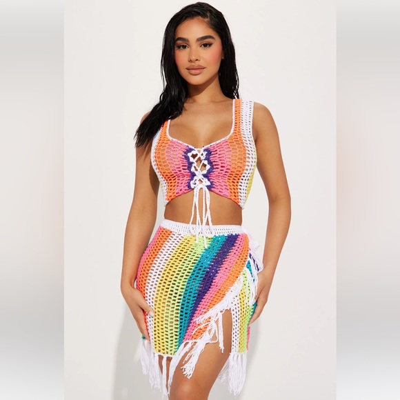 Fashion Nova Other - NWT Crochet Matching Swim Cover Up Set Size Small